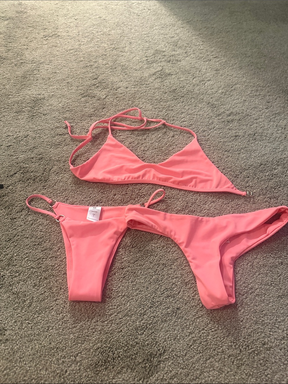 Neon Pink Triangle Bikini Set